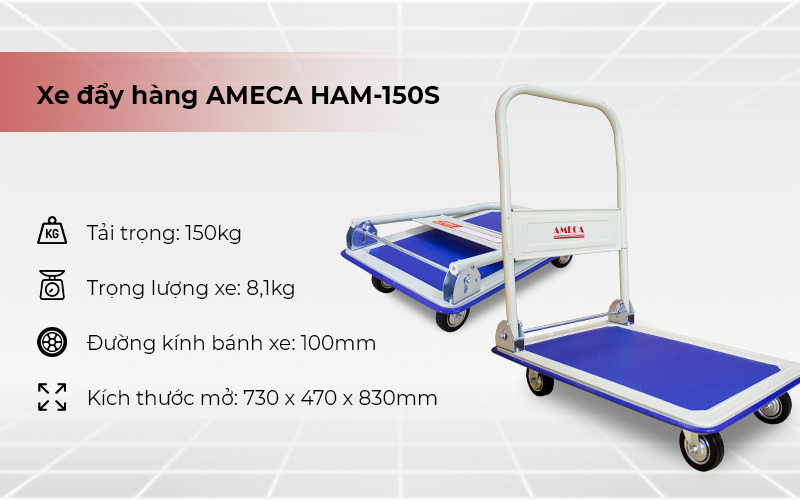 Xe đẩy hàng sàn thép Ameca HAM-150S