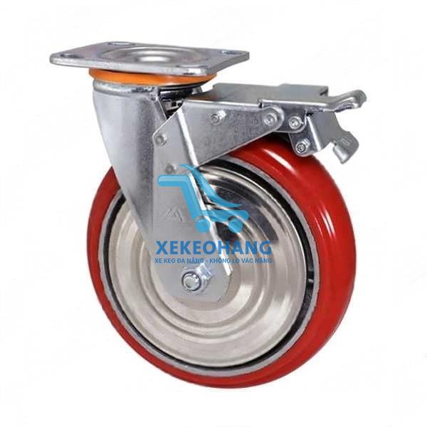 Bánh xe PU D200 gang Hàn Quốc xoay khóa