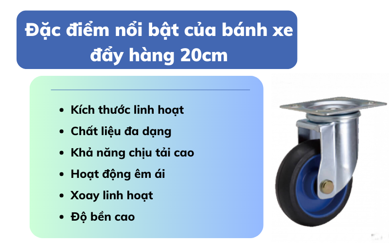 bánh xe đẩy hàng 20cm