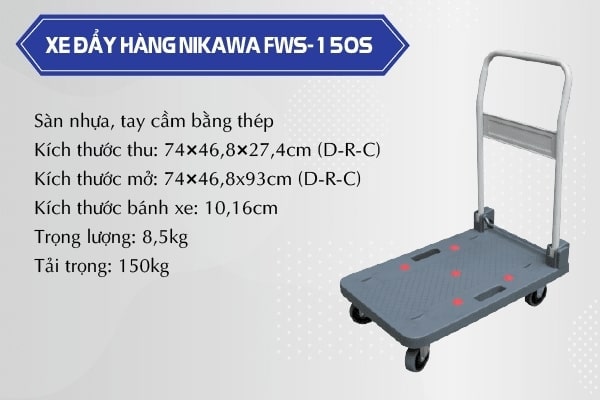 Xe đẩy hàng 4 bánh Nikawa FWS-150S